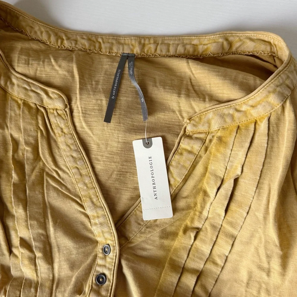 Anthropologie Beverly Mustard Yellow Cotton Gauze Pajama Swing Top New XS Lounge - Picture 8 of 10